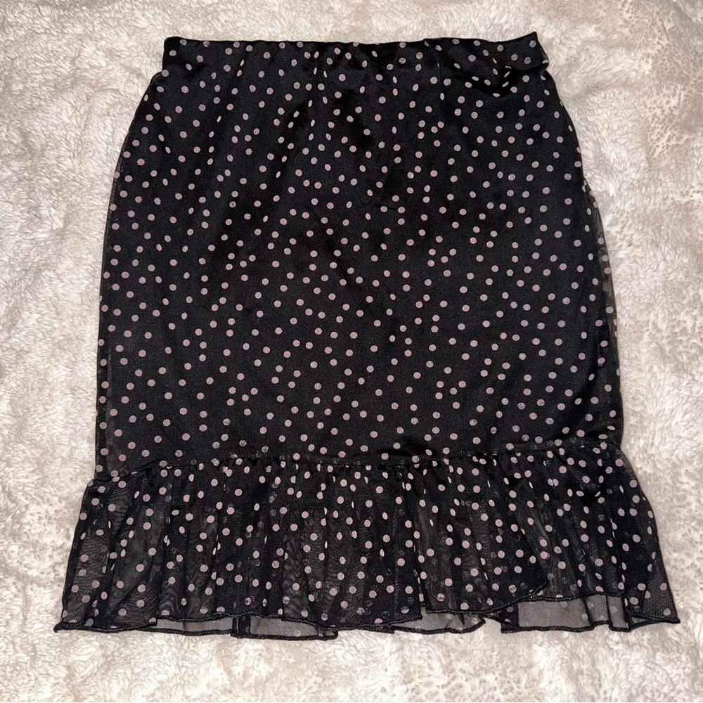 PrettyLittleThing Black and Pink Polka Dot Pencil Skirt